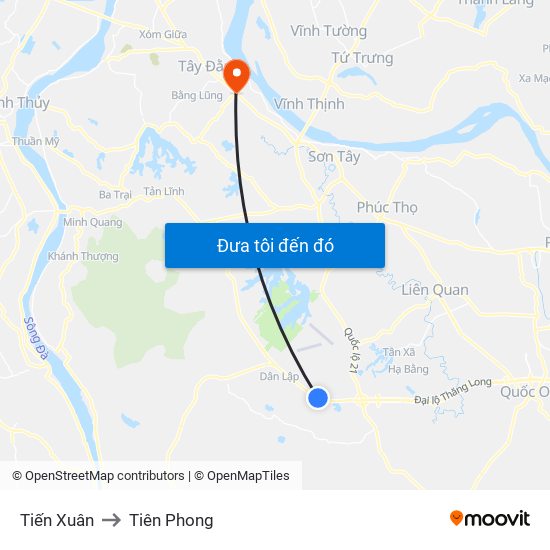 Tiến Xuân to Tiên Phong map