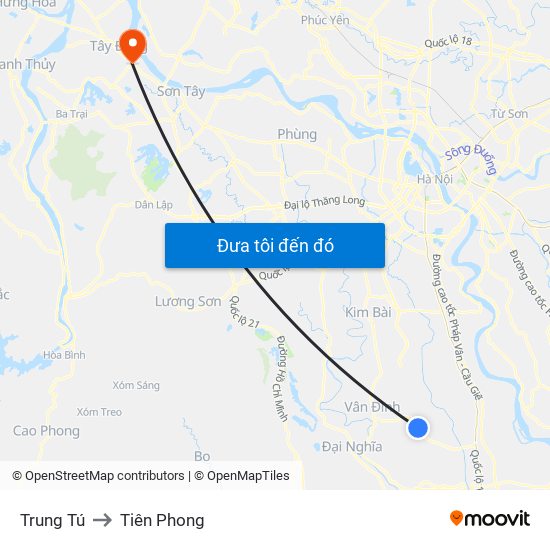 Trung Tú to Tiên Phong map