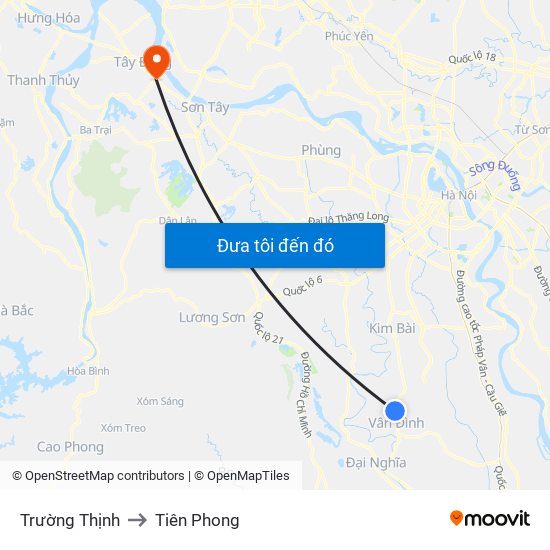 Trường Thịnh to Tiên Phong map