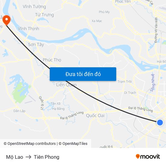 Mộ Lao to Tiên Phong map