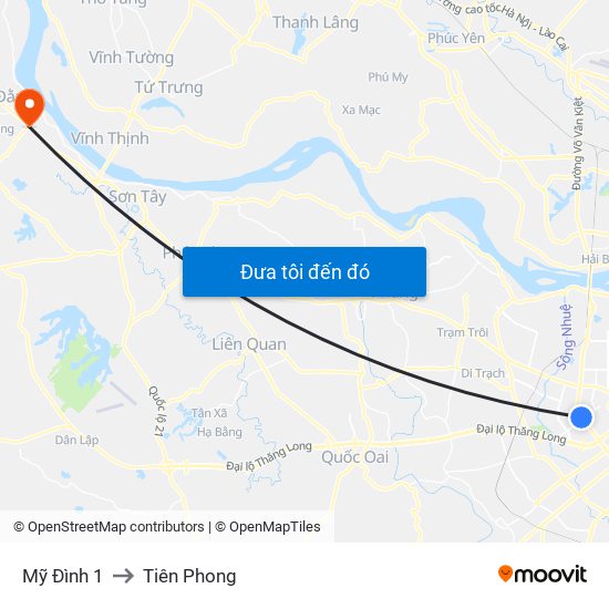 Mỹ Đình 1 to Tiên Phong map