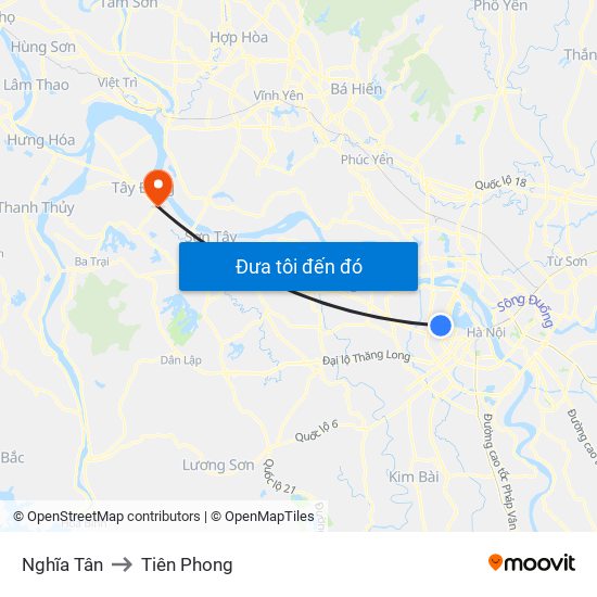 Nghĩa Tân to Tiên Phong map