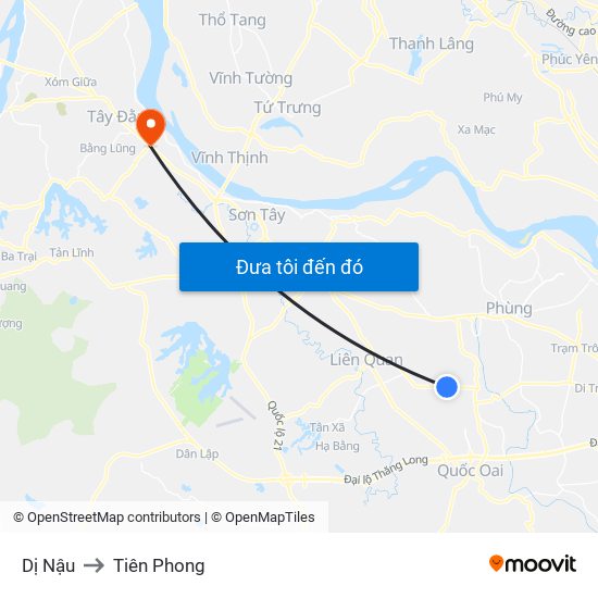 Dị Nậu to Tiên Phong map