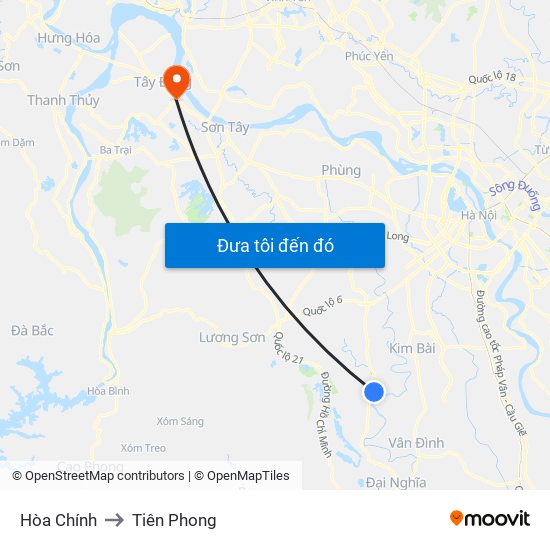 Hòa Chính to Tiên Phong map