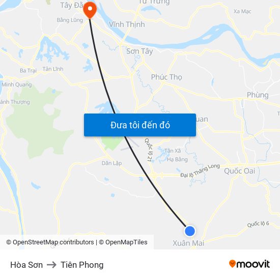 Hòa Sơn to Tiên Phong map