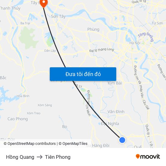 Hồng Quang to Tiên Phong map