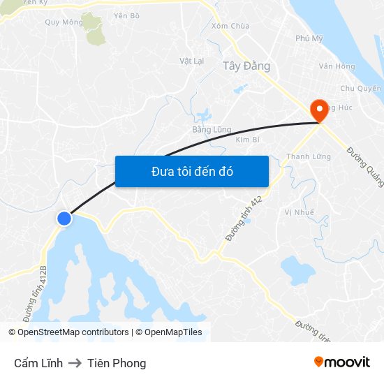 Cẩm Lĩnh to Tiên Phong map