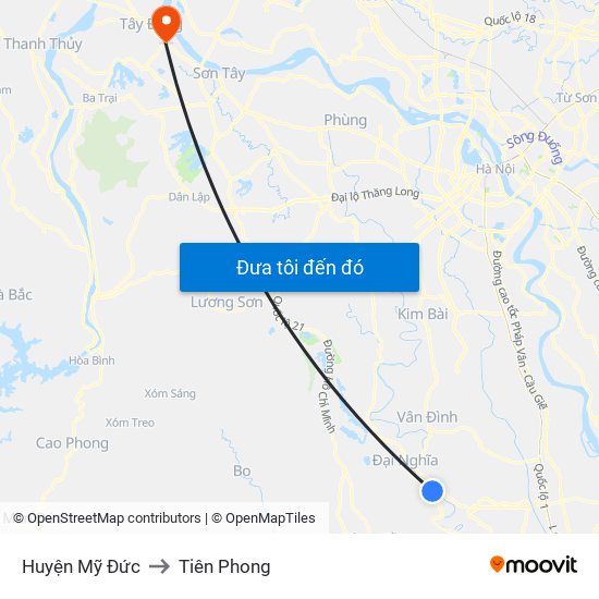 Huyện Mỹ Đức to Tiên Phong map