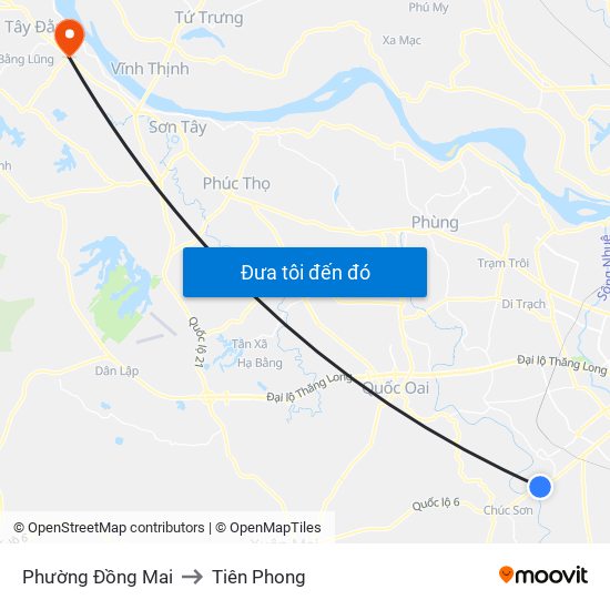 Phường Đồng Mai to Tiên Phong map