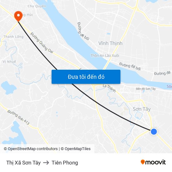 Thị Xã Sơn Tây to Tiên Phong map