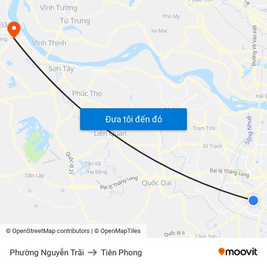 Phường Nguyễn Trãi to Tiên Phong map