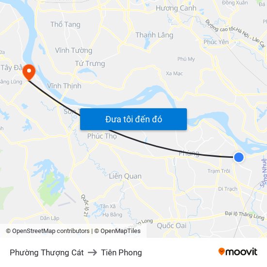 Phường Thượng Cát to Tiên Phong map