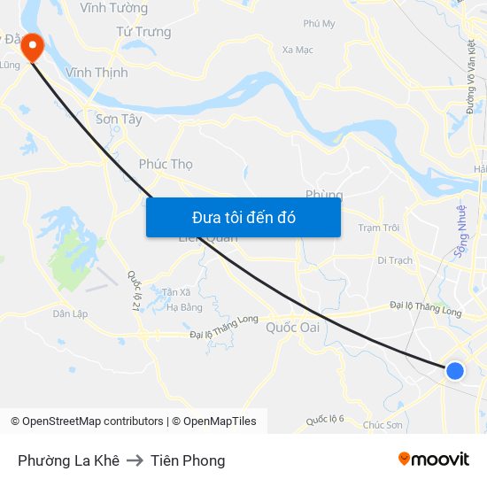 Phường La Khê to Tiên Phong map