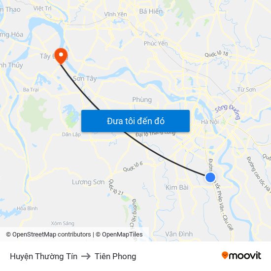 Huyện Thường Tín to Tiên Phong map