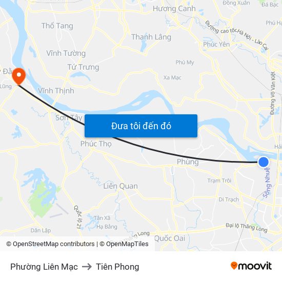 Phường Liên Mạc to Tiên Phong map