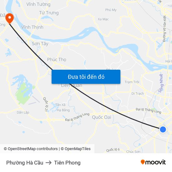 Phường Hà Cầu to Tiên Phong map