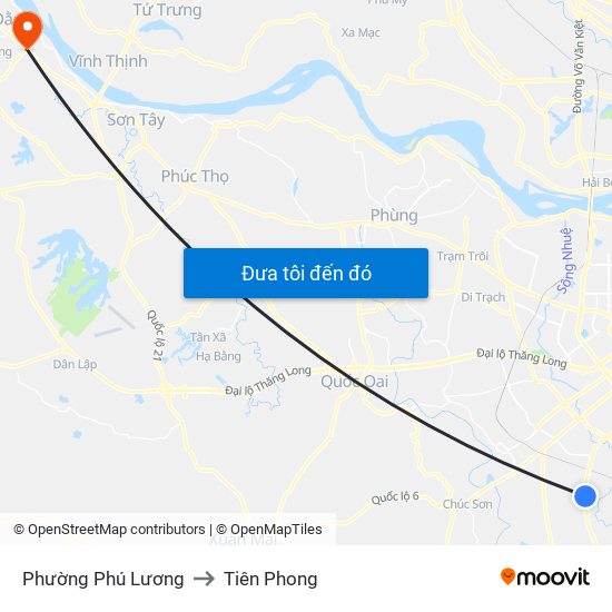 Phường Phú Lương to Tiên Phong map