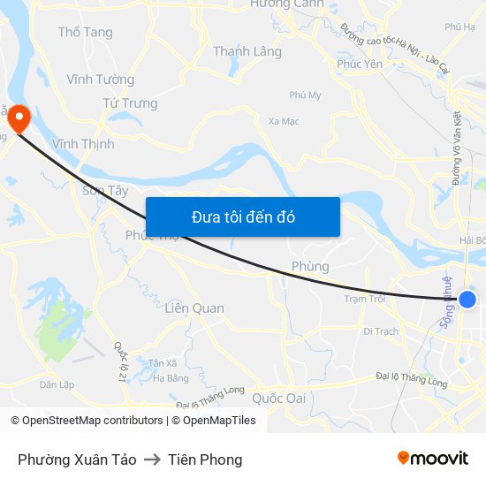 Phường Xuân Tảo to Tiên Phong map