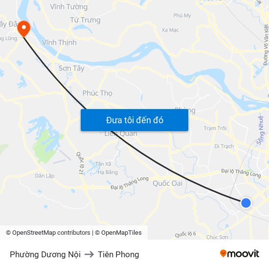 Phường Dương Nội to Tiên Phong map