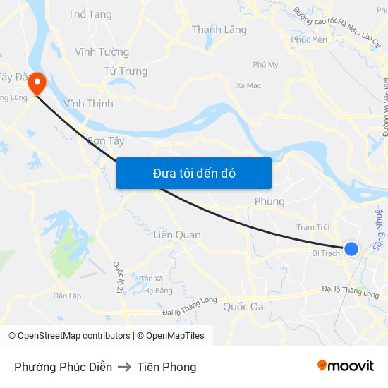 Phường Phúc Diễn to Tiên Phong map