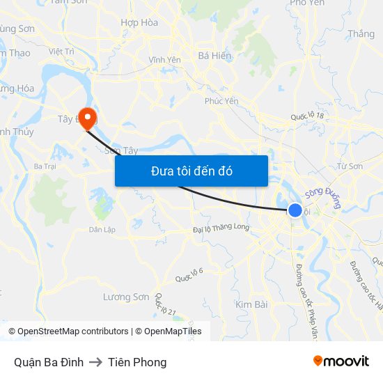 Quận Ba Đình to Tiên Phong map