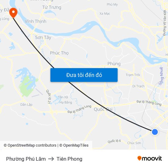 Phường Phú Lãm to Tiên Phong map