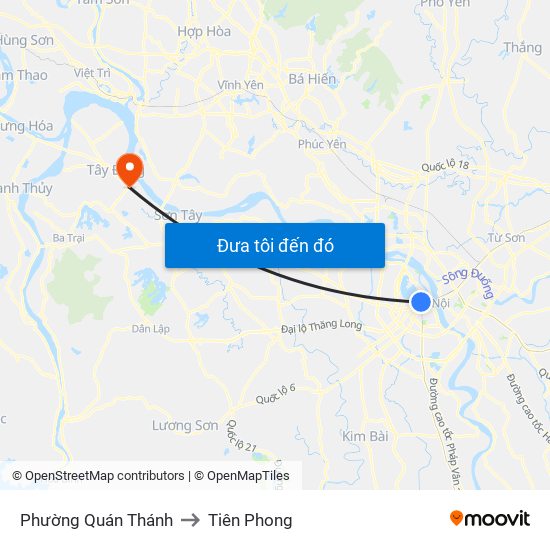 Phường Quán Thánh to Tiên Phong map