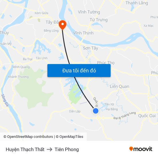 Huyện Thạch Thất to Tiên Phong map