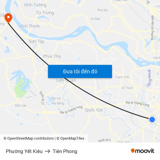 Phường Yết Kiêu to Tiên Phong map