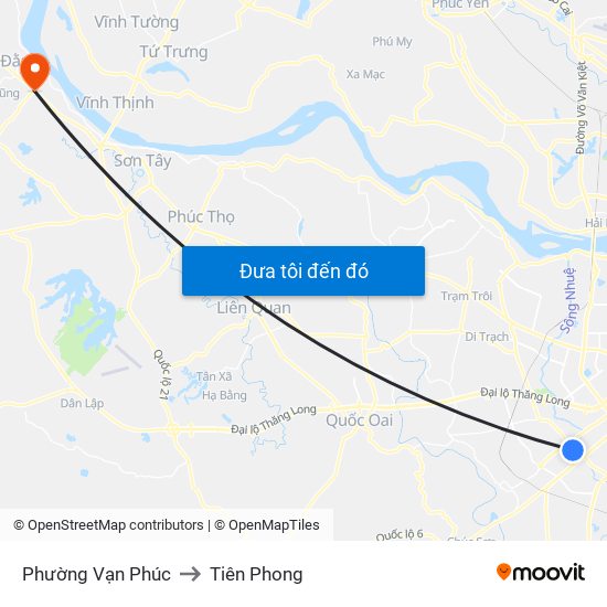 Phường Vạn Phúc to Tiên Phong map