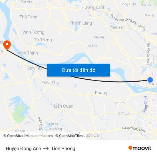 Huyện Đông Anh to Tiên Phong map
