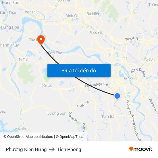 Phường Kiến Hưng to Tiên Phong map