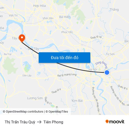 Thị Trấn Trâu Quỳ to Tiên Phong map