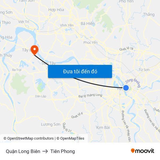 Quận Long Biên to Tiên Phong map