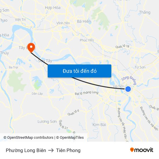 Phường Long Biên to Tiên Phong map