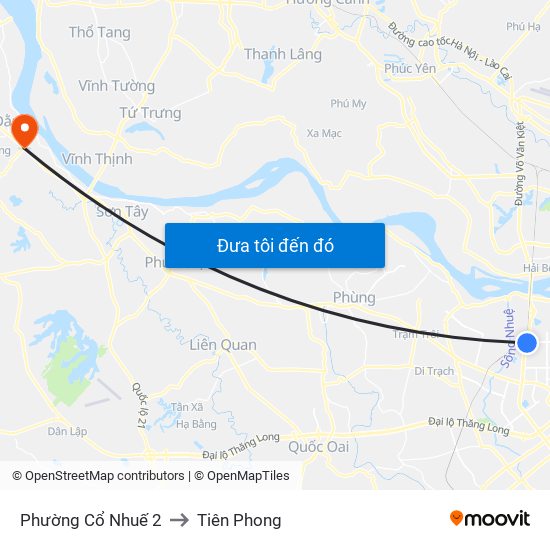 Phường Cổ Nhuế 2 to Tiên Phong map