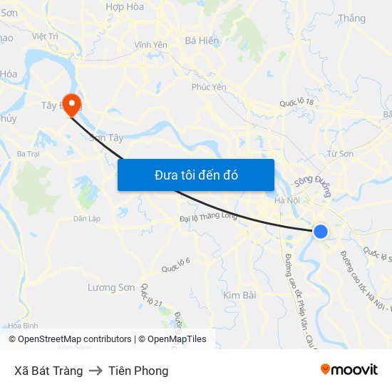 Xã Bát Tràng to Tiên Phong map