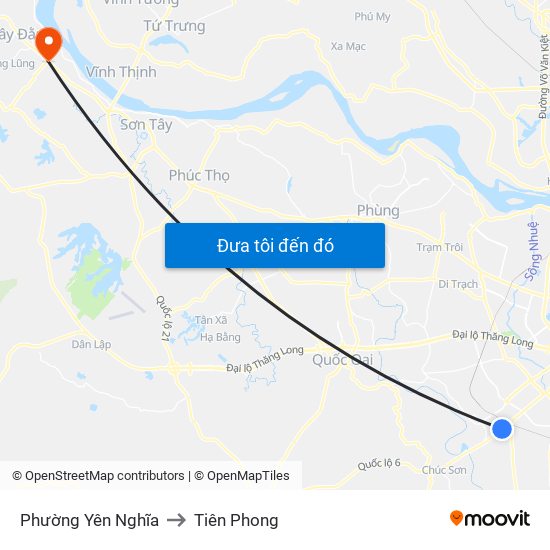 Phường Yên Nghĩa to Tiên Phong map