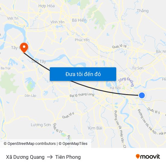 Xã Dương Quang to Tiên Phong map