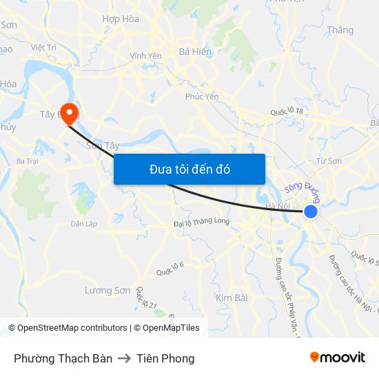Phường Thạch Bàn to Tiên Phong map