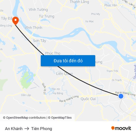 An Khánh to Tiên Phong map