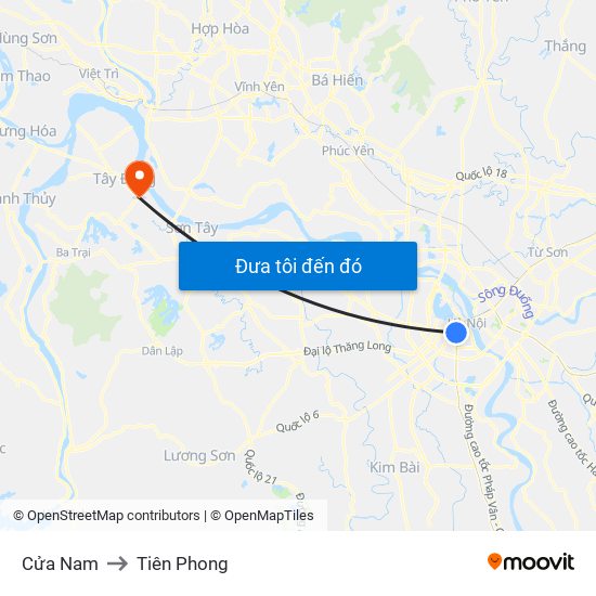 Cửa Nam to Tiên Phong map