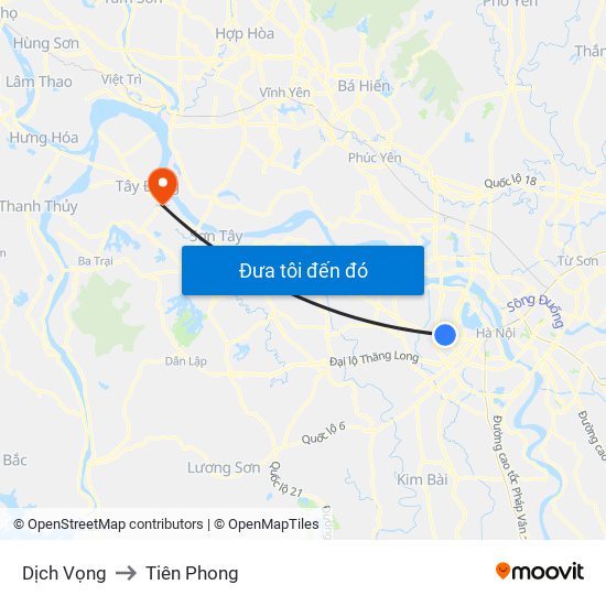 Dịch Vọng to Tiên Phong map