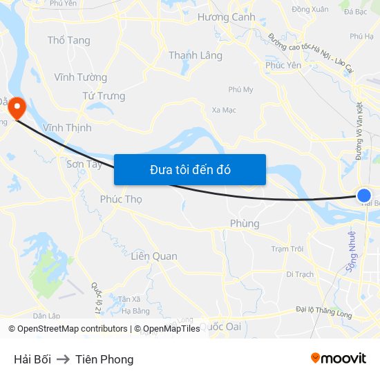 Hải Bối to Tiên Phong map