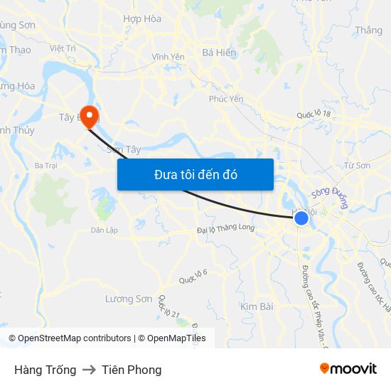 Hàng Trống to Tiên Phong map