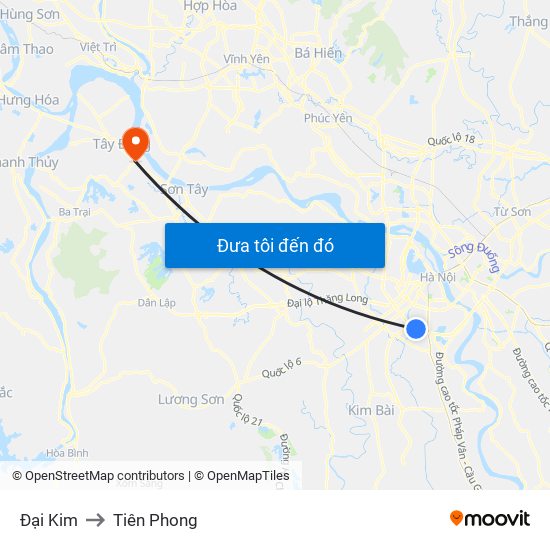 Đại Kim to Tiên Phong map