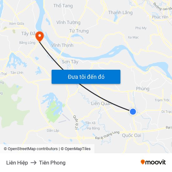 Liên Hiệp to Tiên Phong map