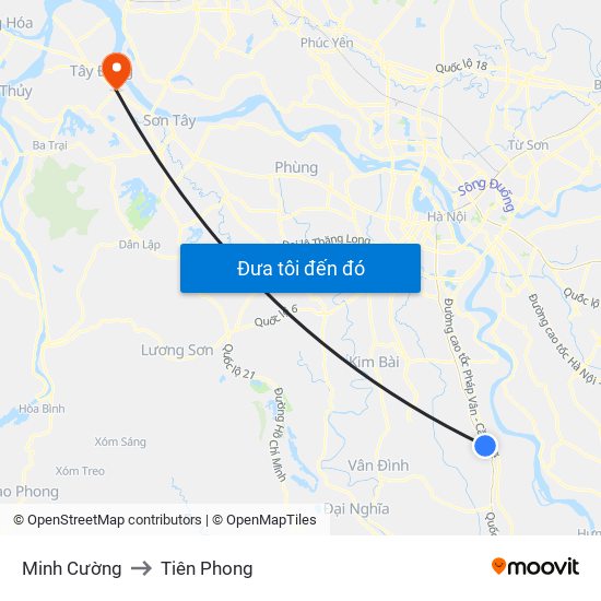 Minh Cường to Tiên Phong map