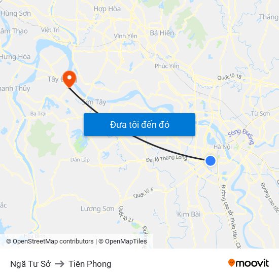 Ngã Tư Sở to Tiên Phong map