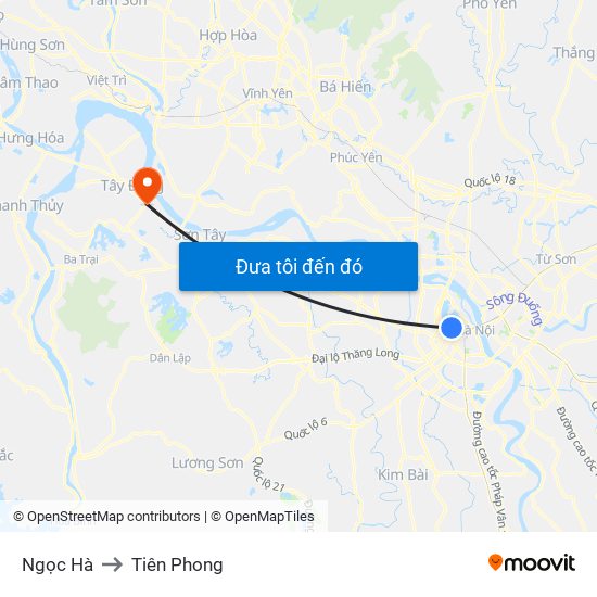 Ngọc Hà to Tiên Phong map